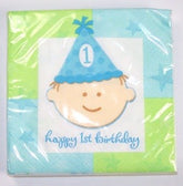 Happy 1st Birthday Boy Small Napkins (16ct)